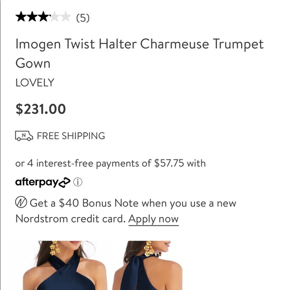 Imogen Twist Halter Charmeuse Trumpet Gown midnight - Picture 2 of 5